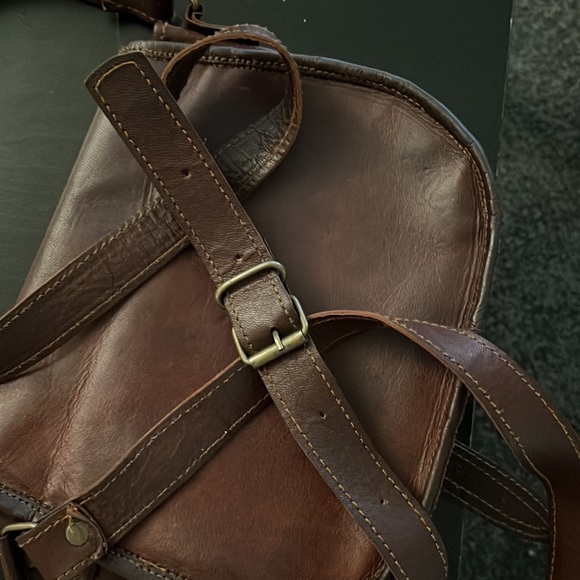 Dark brown leather over the shoulder bag - Picture 7 of 7